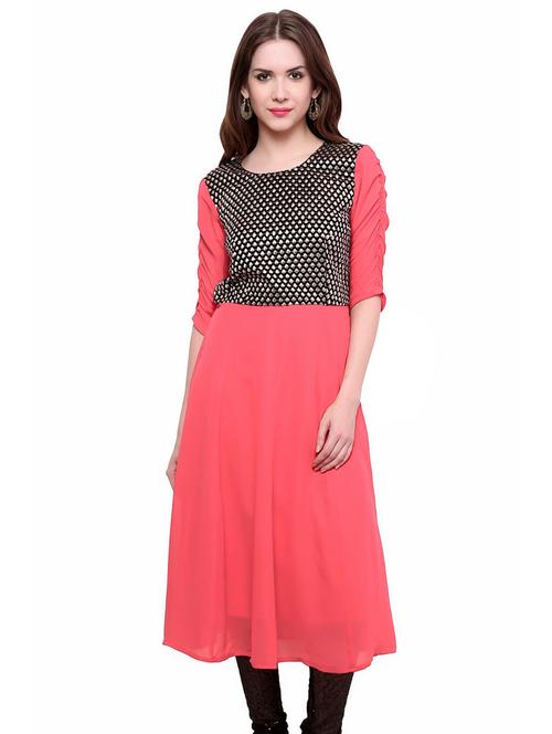 women self design round neck a-line kurta - 21743027 - Very Small Image - 1