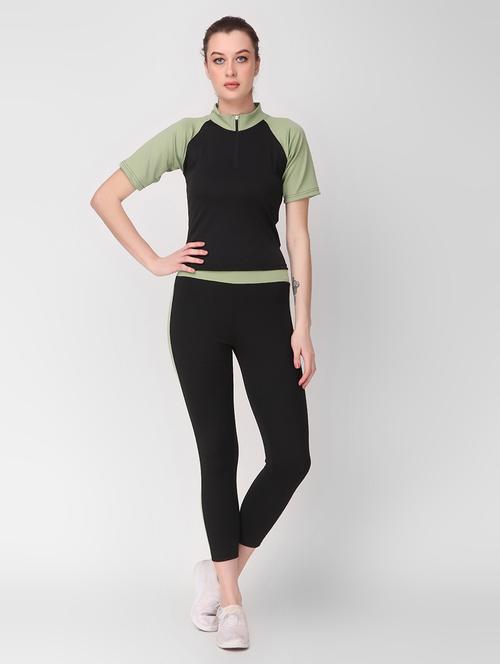 women black color block active wear co-ords set - 21743329 - Very Small Image - 1