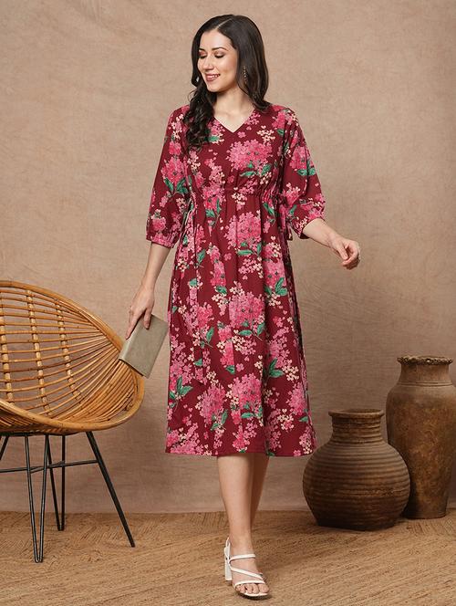 women floral print a-line dress - 21743656 - Very Small Image - 1