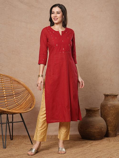 women self design three quarter sleeve kurta - 21743660 - Very Small Image - 1