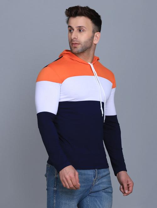 men long sleeves color block t-shirt - 21743683 - Very Small Image - 1