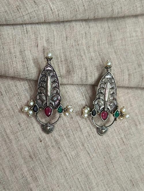women silver brass drop earrings - 21743781 - Very Small Image - 1