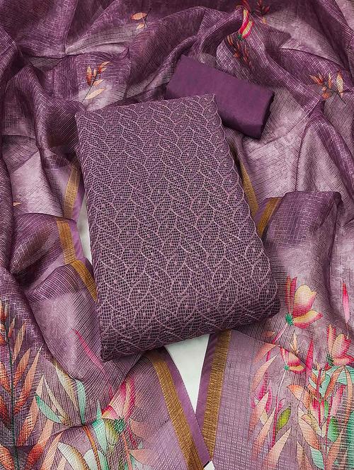 embroidered unstitched suit set with dupatta - 21743988 - Very Small Image - 1
