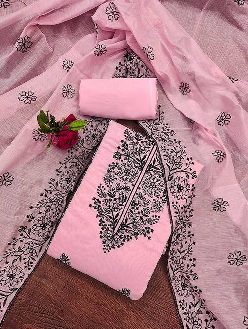 embroidered unstitched suit set with dupatta - 21743997 - Very Small Image - 1