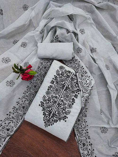 embroidered unstitched suit set with dupatta - 21743999 - Very Small Image - 1