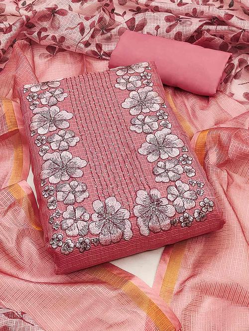 embroidered unstitched suit set with dupatta - 21744015 - Very Small Image - 1