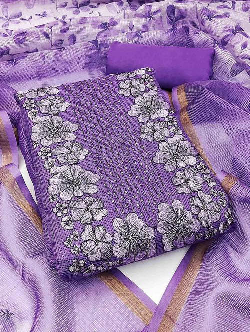 embroidered unstitched suit set with dupatta - 21744016 - Very Small Image - 1