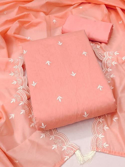 embroidered unstitched suit set with dupatta - 21744027 - Very Small Image - 1