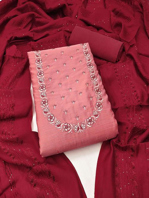 embroidered unstitched suit set with dupatta - 21744030 - Very Small Image - 1