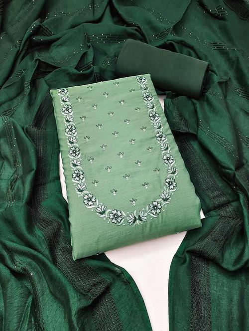 embroidered unstitched suit set with dupatta - 21744031 - Very Small Image - 1