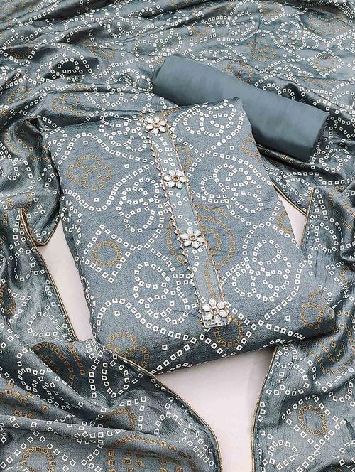 women bandhani print unstitched suit set with dupatta - 21744072 - Very Small Image - 1