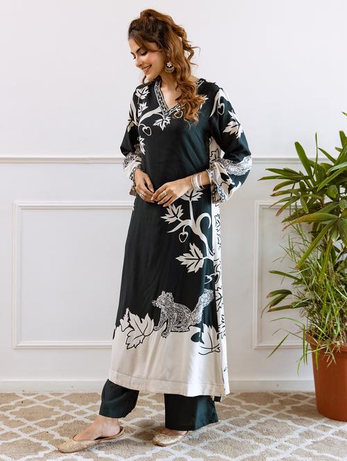 women printed kurta palazzo set - 21744968 - Very Small Image - 1