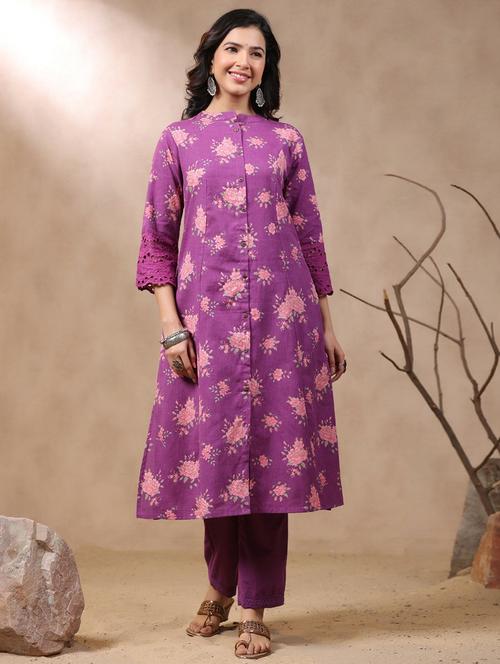 women printed kurta and pant set - 21745175 - Very Small Image - 1