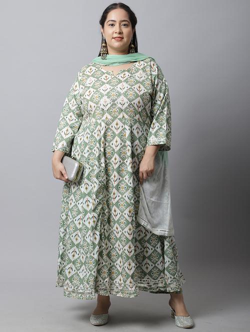 women printed plus size kurta pant with dupatta set - 21745860 - Very Small Image - 1