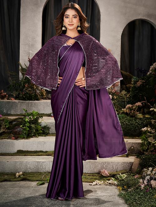 women solid party wear saree with jacket with blouse - 21746079 - Very Small Image - 1