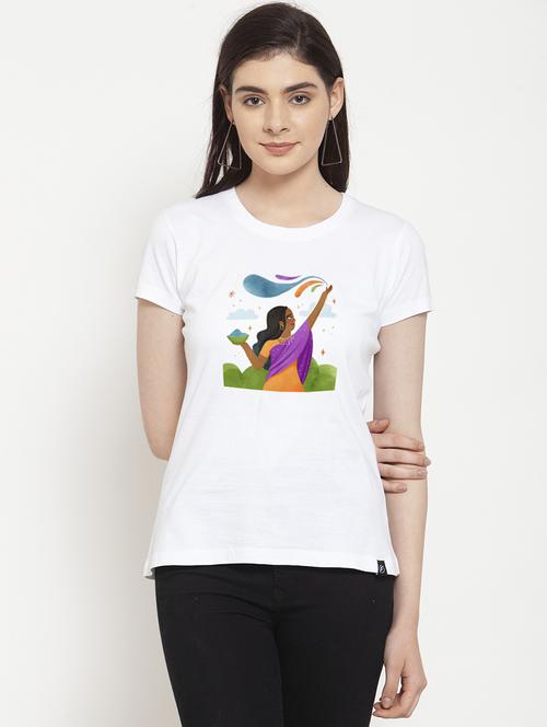 women holi printed festive t-shirt - 21746156 - Very Small Image - 1