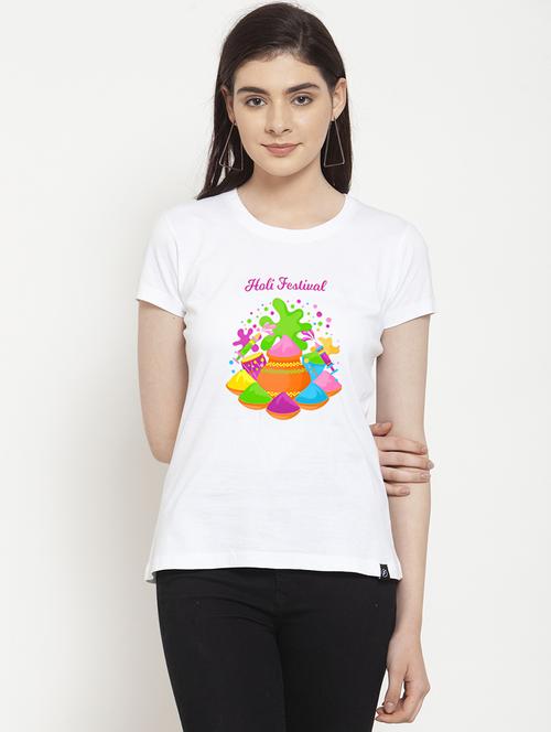 women holi printed festive t-shirt - 21746160 - Very Small Image - 1
