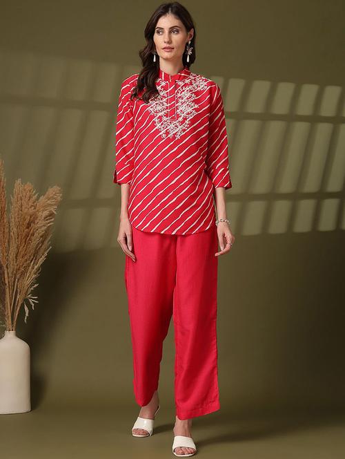 women printed embroidered ethnic co-ord set - 21747009 - Very Small Image - 1