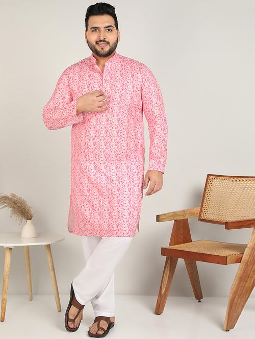 men mandarin neck printed long kurta - 21747443 - Very Small Image - 1