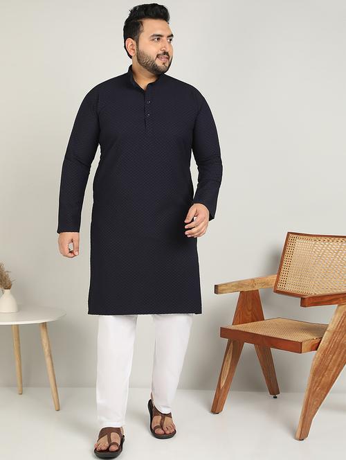 men mandarin neck embroidered long kurta - 21747450 - Very Small Image - 1