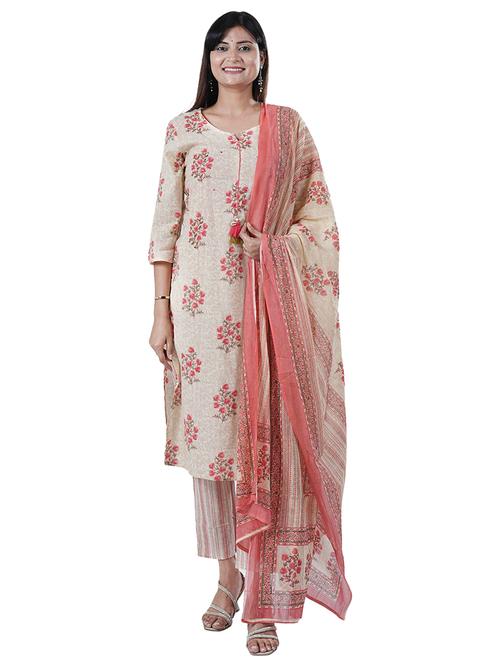 women three quarter sleeve kurta pant with dupatta set - 21747554 - Very Small Image - 1