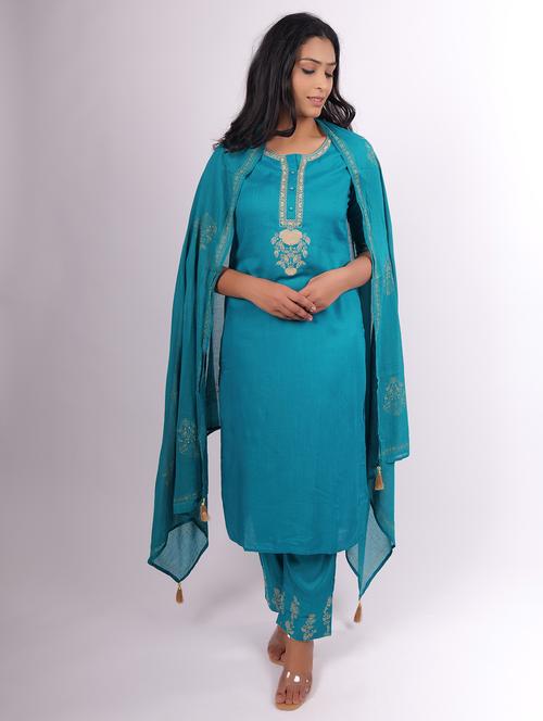 women embroidered kurta pant set with dupatta - 21747571 - Very Small Image - 1