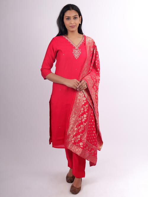 women embroidered kurta pant set with dupatta - 21747592 - Very Small Image - 1