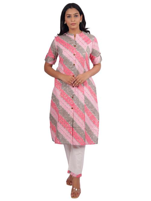 women printed roll up sleeve kurta pant set - 21747631 - Very Small Image - 1
