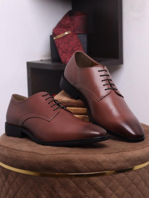 men solid lace-up derbies - 21748071 - Very Small Image - 1