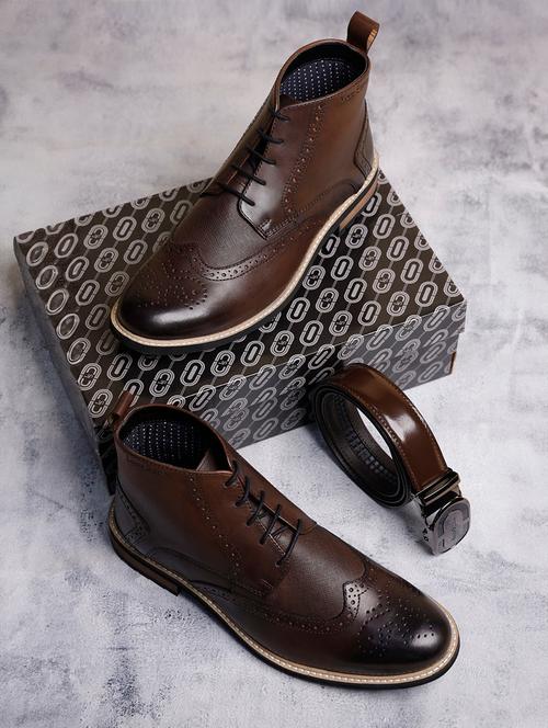 men solid lace up low ankle boots - 21748116 - Very Small Image - 1
