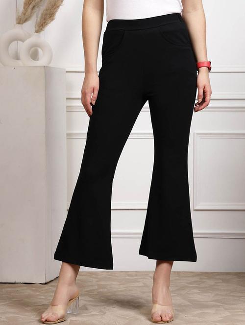 women solid high rise bootcut trouser - 21748623 - Very Small Image - 1