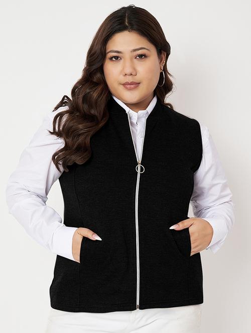 women plus size solid sleeveless regular jacket - 21748700 - Very Small Image - 1