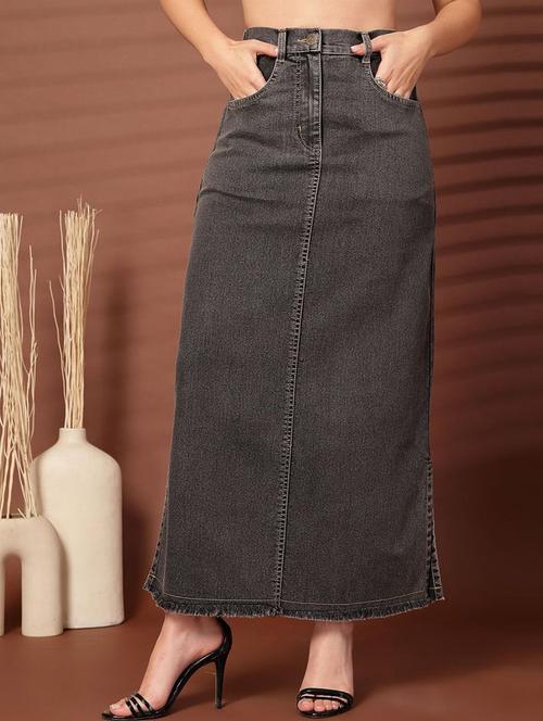 women solid high rise denim skirt - 21748832 - Very Small Image - 1