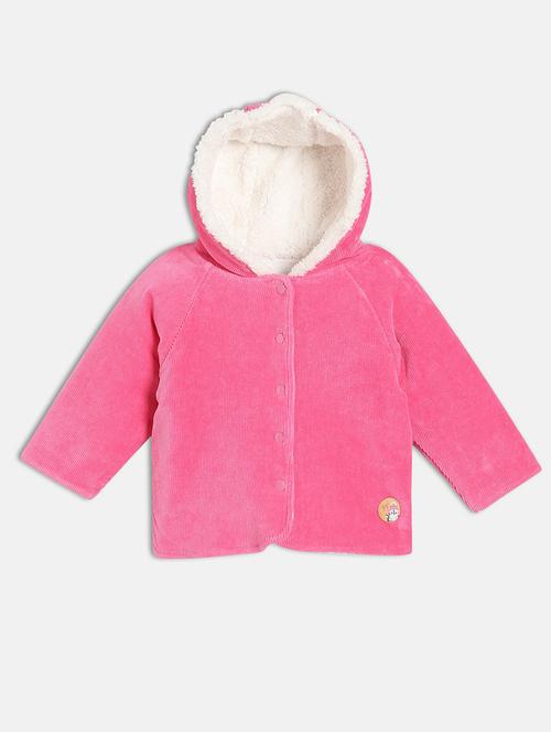 girls pink solid long sleeve hooded jackets - 21748899 - Very Small Image - 1