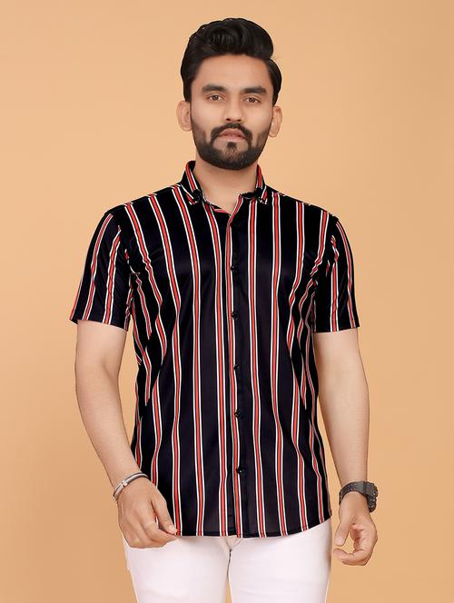 men striped short sleeve regular fit casual shirt - 21749493 - Very Small Image - 1