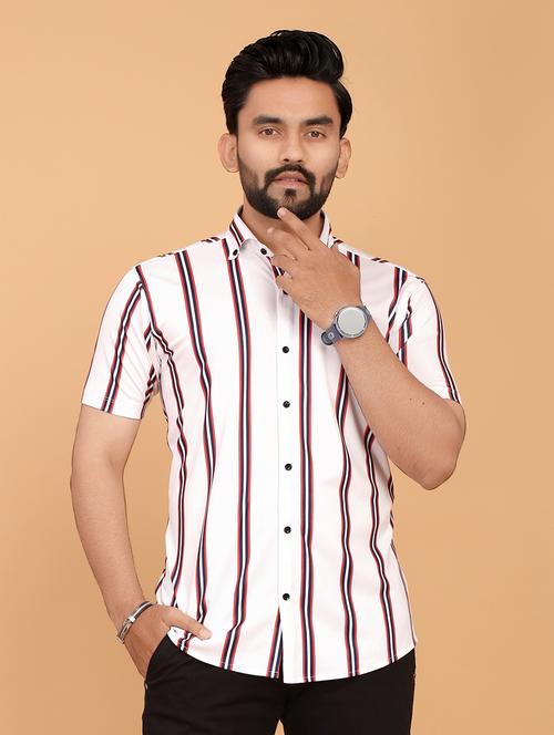 men striped short sleeve regular fit casual shirt - 21749494 - Very Small Image - 1