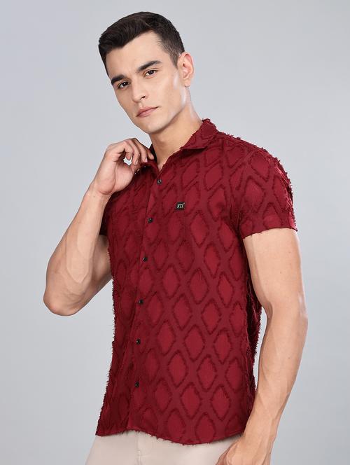 men self design short sleeve regular fit casual shirt - 21749510 - Very Small Image - 1