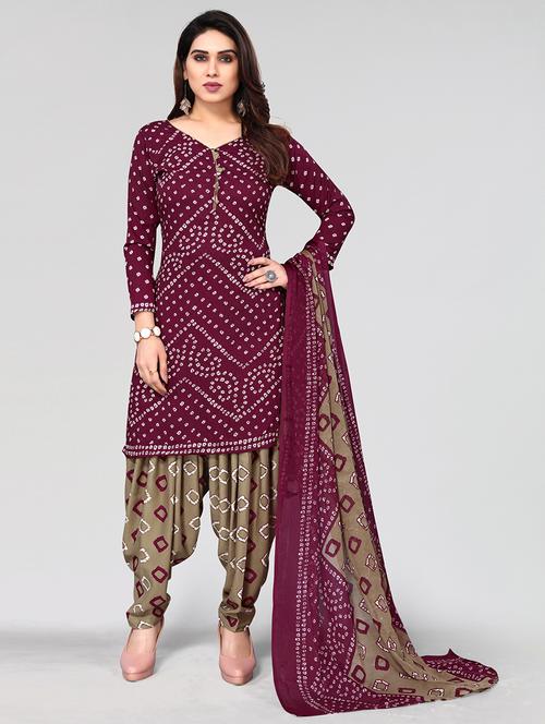 women bandhani printed unstitched suit set - 21749585 - Very Small Image - 1