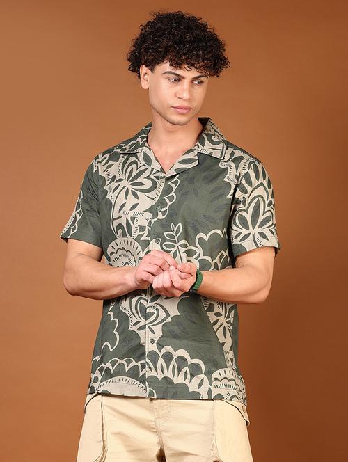 men cuban collared short sleeves casual shirt - 21749774 - Very Small Image - 1