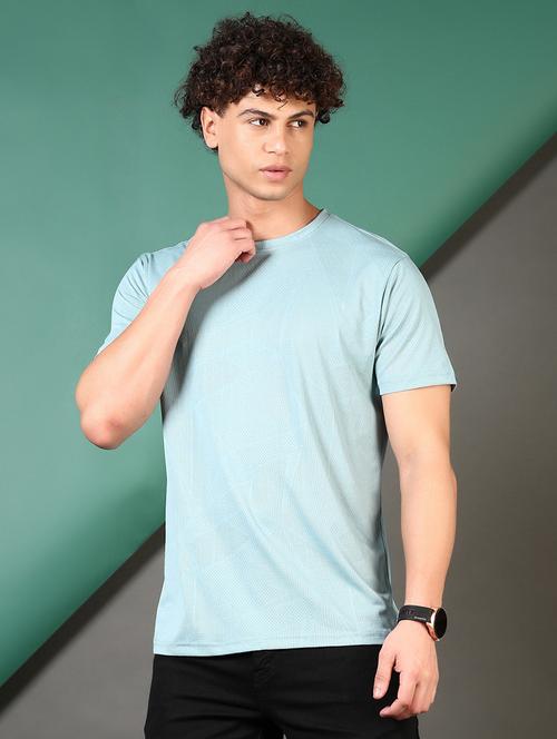 blue jacquard all over print tshirt - 21749929 - Very Small Image - 1