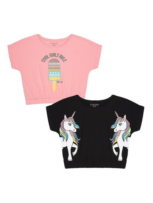 kids pack of 2 printed cap sleeves tees - 21750363 - Very Small Image - 1