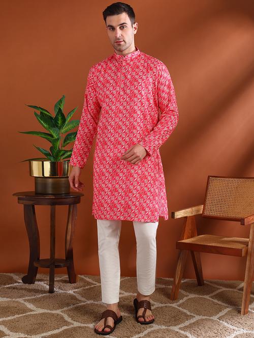 men printed mandarin neck long kurta - 21750733 - Very Small Image - 1