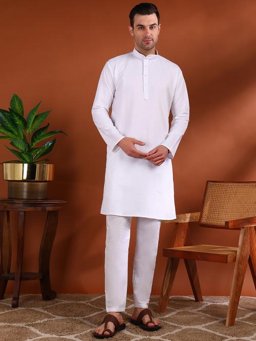 men self design mandarin neck long kurta - 21750745 - Very Small Image - 1