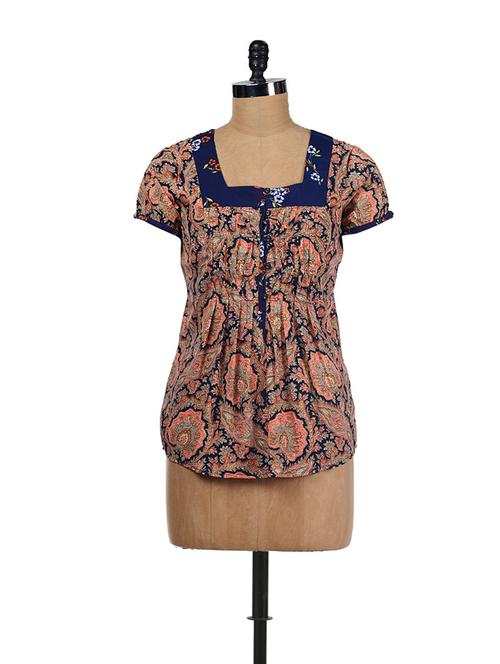 busy ethnic print top - 21758 - Very Small Image - 1