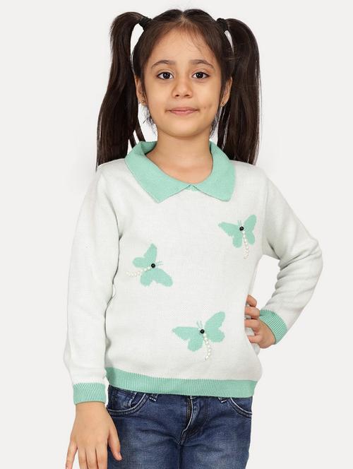 girls self designed embellished long sleeves sweater - 21761965 - Very Small Image - 1