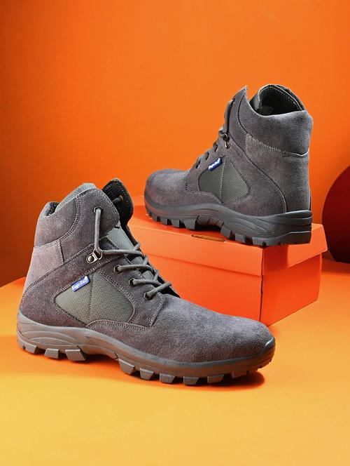 men grey lace up hiking boot - 21763330 - Very Small Image - 1