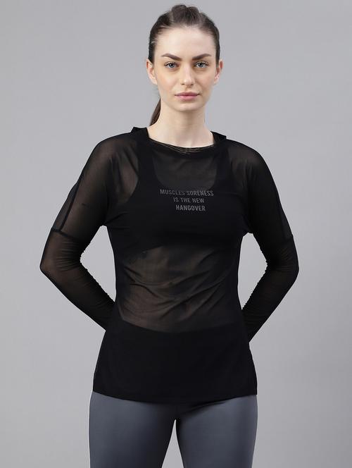 women black typographic long sleeve t-shirt - 21763355 - Very Small Image - 1