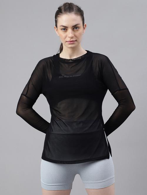 women black typographic long sleeve t-shirt - 21763371 - Very Small Image - 1