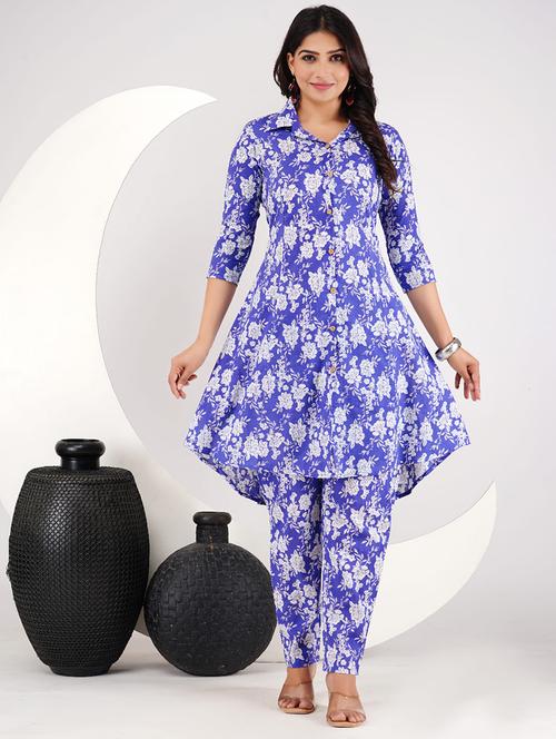 women printed three quarter sleeve kurta pant set - 21764498 - Very Small Image - 1