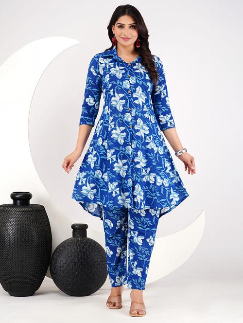 women printed three quarter sleeve kurta pant set - 21764499 - Very Small Image - 1